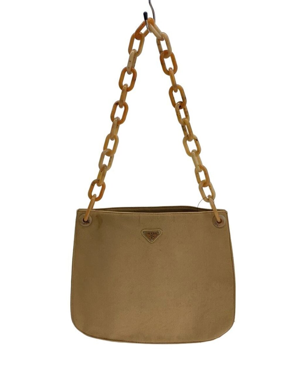 Prada shoulder bag resin chain strap Tan